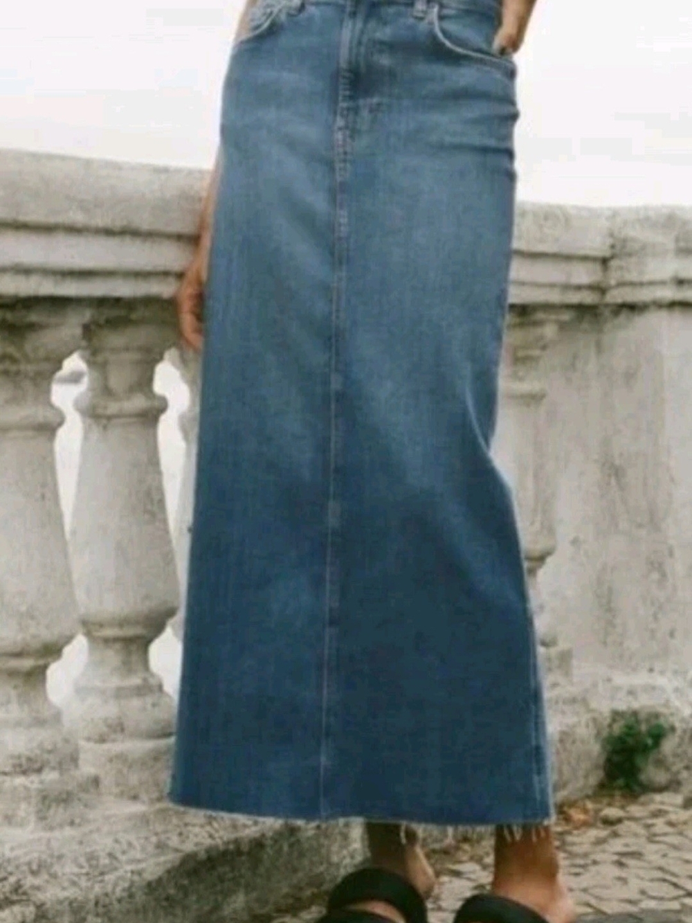 Zara Long Denim Back Split Skirt
